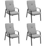 Tangkula Patio Dining Chair Set of 4, 4-Piece Stackable Upholstered Leisure Chair with Armrests