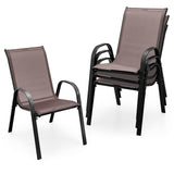 Tangkula 4 Pieces Patio Dining Chairs, Outdoor Stackable All Weather Heavy Duty Dining Chairs Set with Armrests