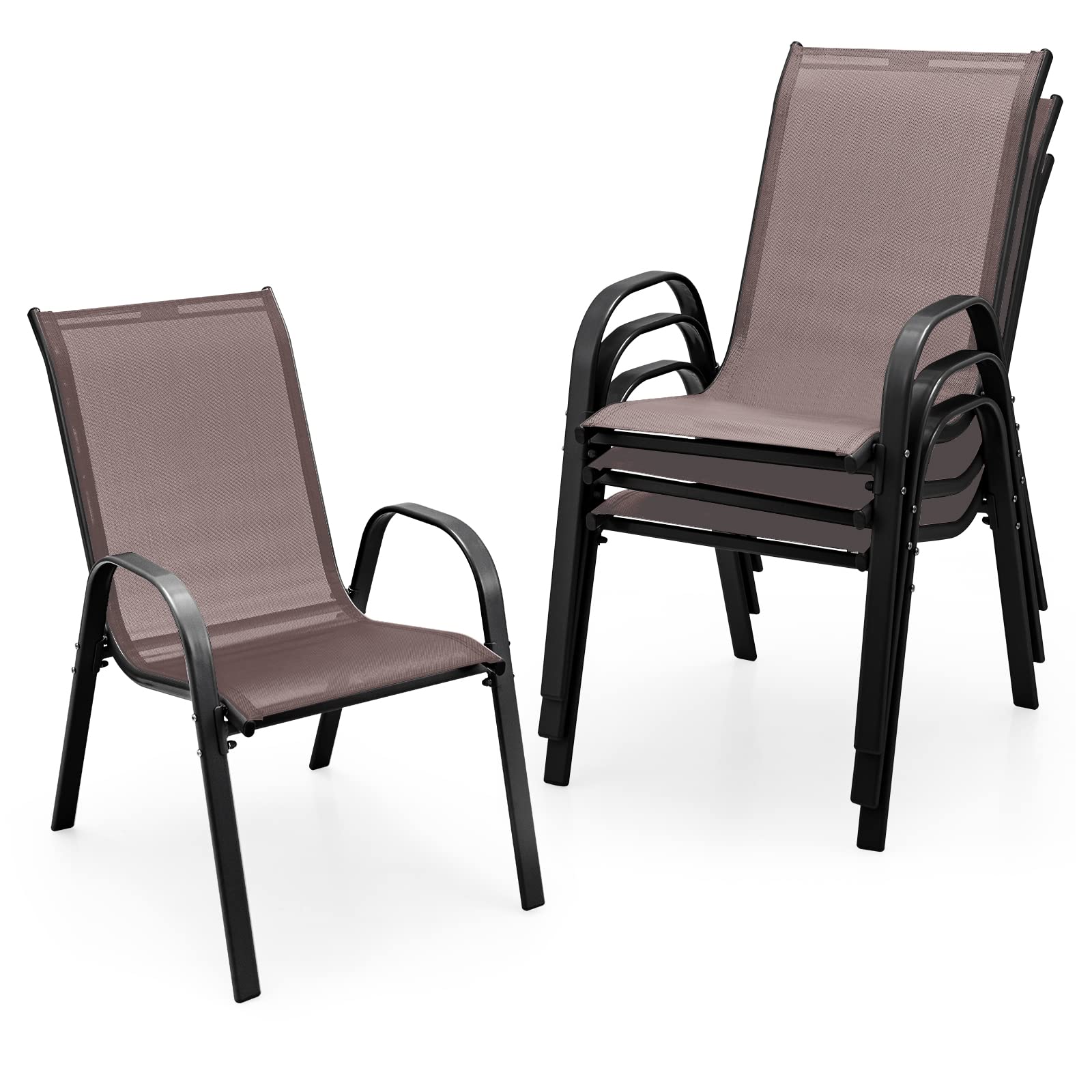 Patio Chair Noble House Outdoor Dining Chair Stackable Iron Wicker