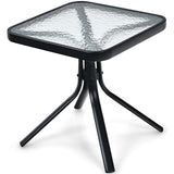 Outdoor Bistro Table, Patio Side Table with Tempered Glass Tabletop & Steel Frame