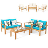 Tangkula Outdoor 4-Piece Acacia Wood Chat Set
