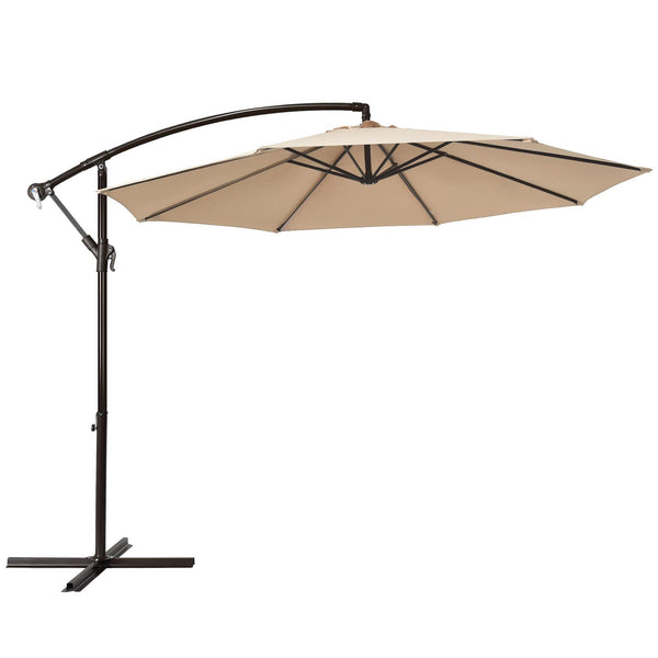 10 ft outdoor patio cantilever offset umbrella 10FT Patio Offset Umbrella, Outdoor Cantilever Umbrella with Easy Tilt Adjustment, Beige