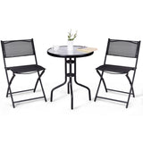 Tangkula 3 Pieces Folding Patio Bistro Set, Outdoor Folding Chairs & Table Set