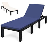 Tangkula Patio Wicker Lounge Chair, Outdoor Rattan Adjustable Reclining Backrest Lounger Chairs