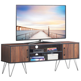 Tangkula Retro TV Stand for 60'' TV, Modern Entertainment Center for Flat Screen TV Cable Box Gaming Consoles(Walnut)