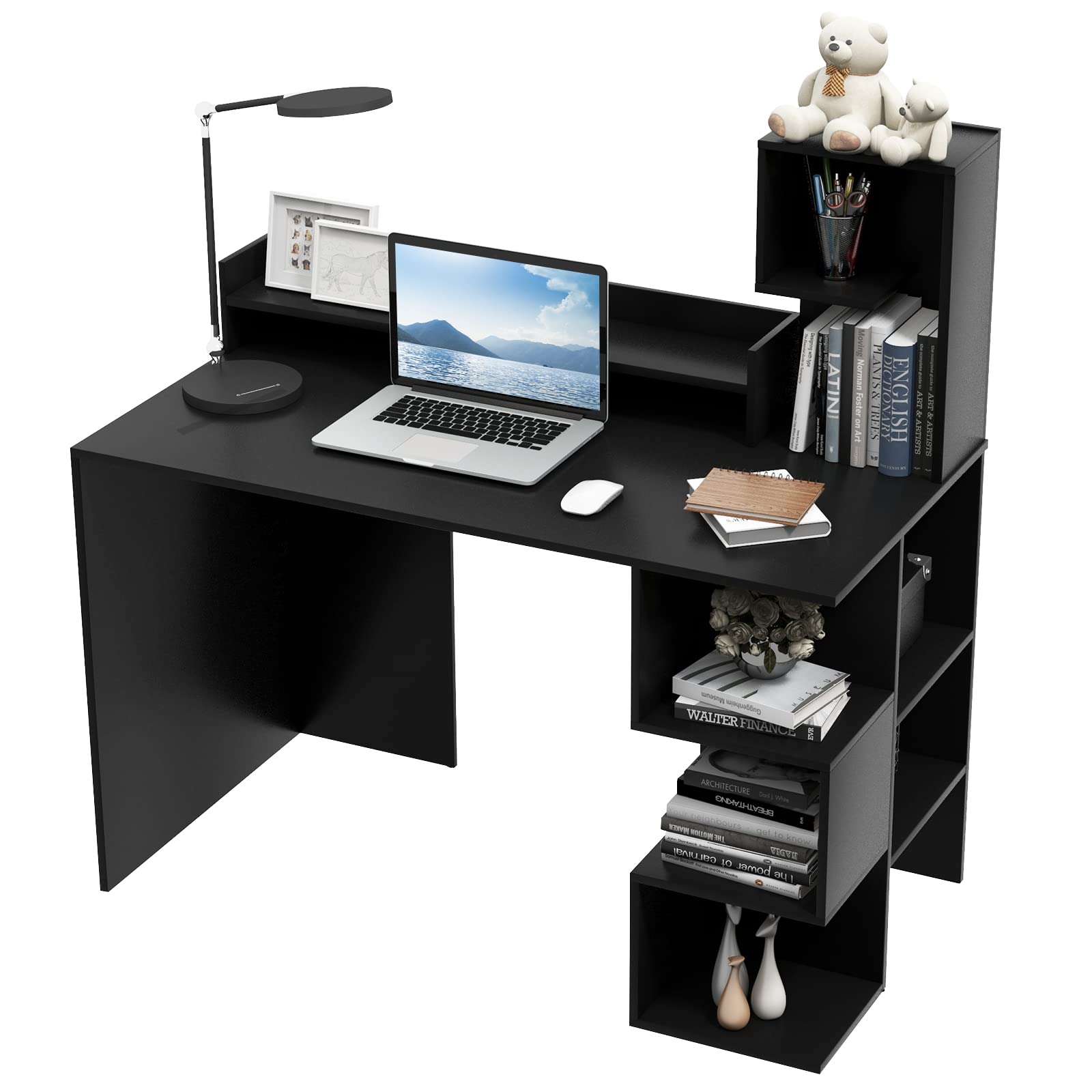 Computer Desk with Storage Bookshelf & Hutch - Tangkula