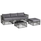 Tangkula 5 Pieces Patio Furniture Set, Patiojoy All Weather Heavy Duty Outdoor PE Rattan (Grey)