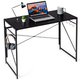 Tangkula Folding Computer Desk, Study Writing Desk with 6 Hooks