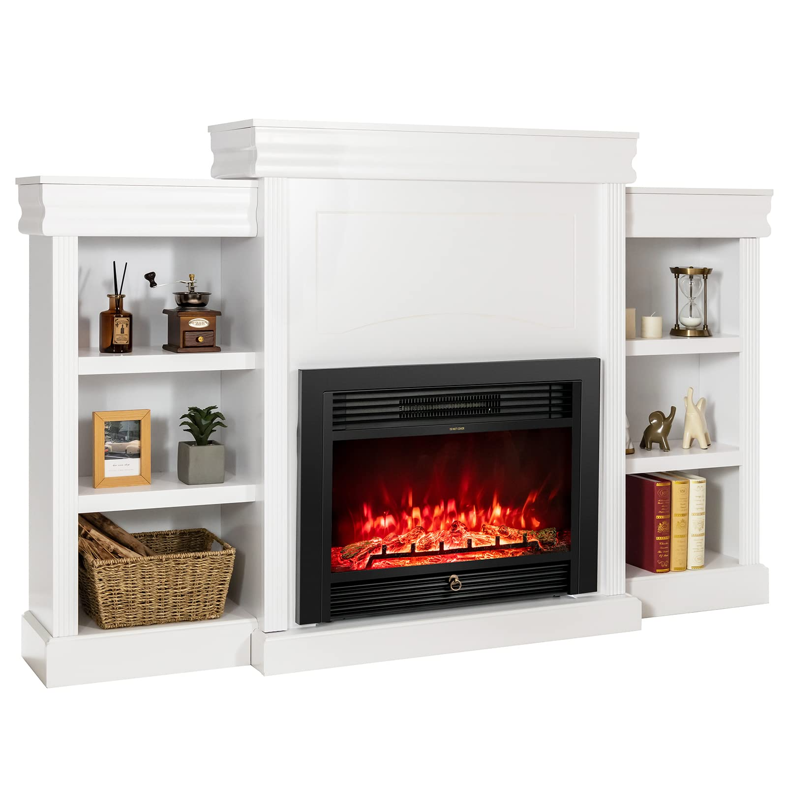  70 Inches Mantel Fireplace, 28.5-Inch Electric Fireplace - Tangkula