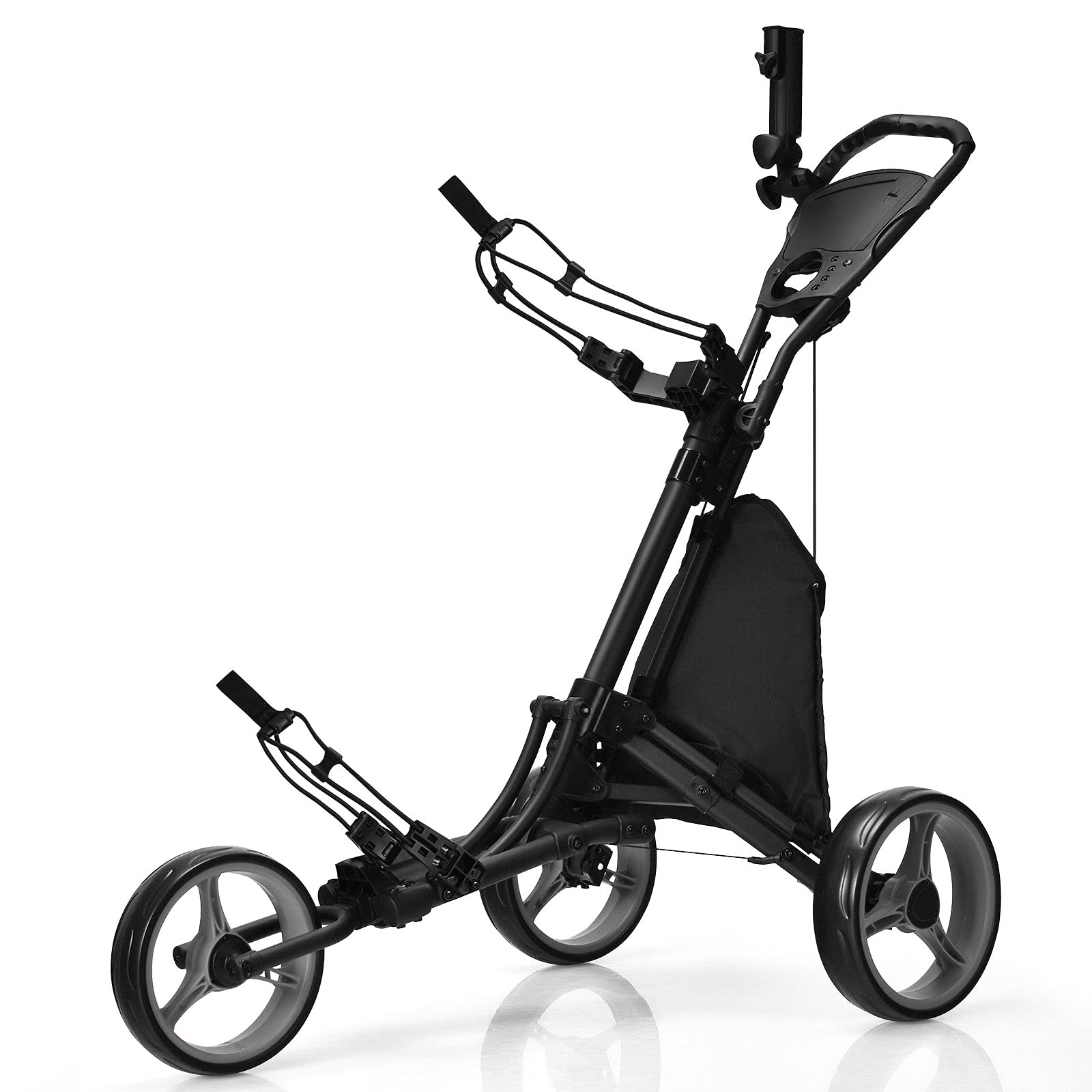 Tangkula Golf Push Pull Cart Lightweight Aluminum Collapsible 3 Wheel tangkula