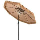 Tangkula 10 ft Thatched Patio Umbrella, 2 Tier Hawaiian Style Grass Beach Umbrella with 32 Led Lights