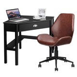Tangkula 2PS Desk and Chair Set, Corner Desk with Height Adjustable Ergonomic Swivel Chair