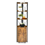 Tangkula Tall Corner Storage Cabinet, 71" Industrial 6 Tier Storage Shelf w/Door Cabinet