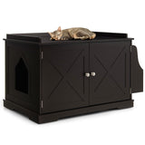 Tangkula Cat Litter Box Enclosure, Wooden Cat House Side Table w/Removable Divider