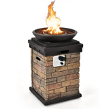 Tangkula Patio Propane Fire Bowl, Patiojoy 40,000BTU Square Fire Pit with Round Bowl, Lava Rocks & Waterproof Cover