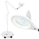 Magnifying Floor Lamp with 5 Wheels Rolling Base, 2.25X Magnifier with LED Light