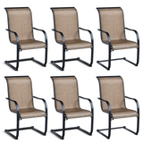 Tangkula 6 Pieces Patio Dining Chairs, Outdoor C Spring Motion Dining Chair Set w/Armrests & Neck Support for Pool, Lawn, Backyard