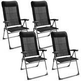 Tangkula Patio Dining Chairs, Folding Portable Chairs with Adjustable Backrest, Outdoor Camping Chair Set with Armrests & Headrest