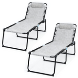 Tangkula Foldable Beach Lounge Chair for Outdoor, Reclining Chair with Removable Headrest