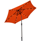 9FT Solar Powered LED Lighted Patio Umbrella, Table Market Umbrella with Tilt and Crank