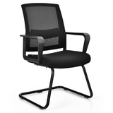 Tangkula Mid Mesh Back Office Guest Chair Chair W/Adjustable Lumbar Support & Sled Base