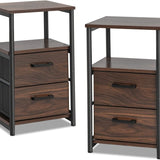 Tangkula Nightstand, Sofa Side End Table with Open Shelf & 2 Drawers