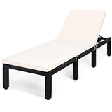 Patio Wicker Lounge Chair, Outdoor Rattan Adjustable Reclining Backrest Lounger Chair