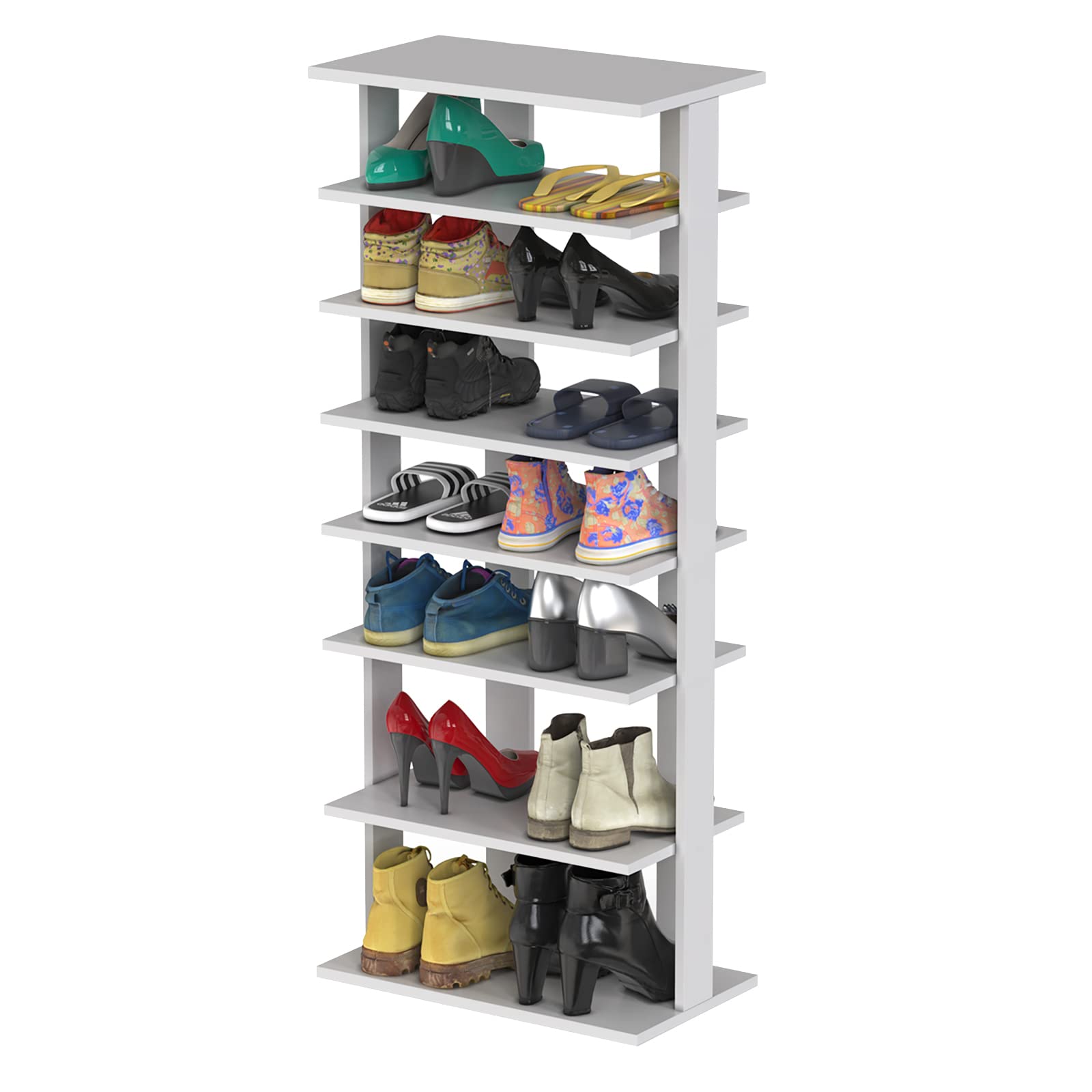 Tangkula 7 Tiers Vertical Shoe Rack, Entryway Wooden Shoes Racks, Modern Shoe Rack Organizer, Black / Large