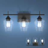 Tangkula 2-Light Wall Sconce, Industrial Vanity Light Fixture with Clear Seeded Glass Lampshade