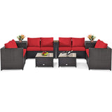 Tangkula 4 Piece Wicker Patio Set with Storage, All Weather-Proof Outdoor Conversation Set