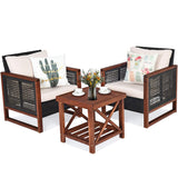 3 Pieces Patio Wicker Furniture Set, Rattan Outdoor Sofa Set