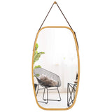 Tangkula Wall Hanging Mirror, Modern Rectangle Wall Bamboo Frame Mirror
