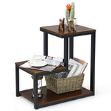 Tangkula 3-Tier Sofa Side Table, Nightstand with Storage Shelf