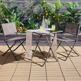 Tangkula 3 Pieces Folding Patio Bistro Set, Outdoor Furniture Set for Garden Porch Backyard Poolside