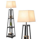 3 Tier Display Floor Lamp with Storage Shelves - Tangkula