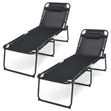 Tangkula Foldable Beach Lounge Chair for Outdoor, Reclining Chair with Removable Headrest