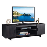 Tangkula Modern Wood Universal TV Stand for TV up to 65", Media Console with 2 Storage Cabinets & Open Shelves