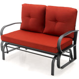 Tangkula 2-Person Outdoor Glider Bench, Swing Seat Bench with Seat & Back Cushions, Sturdy Rustproof Steel Frame