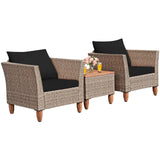 3 Piece Patio Furniture Set, Outdoor Wicker Rattan Bistro Sofa Set
