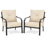 Tangkula 2 Pieces Patio Dining Chairs, Outdoor Bistro Armchairs with Steel Frame, Thick and Soft Cushions