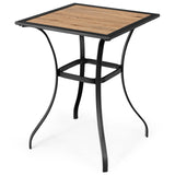 Tangkula 28 Inches Patio Bar Table, Outdoor Steel Square Bar Table