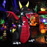 Tangkula 8 FT Tall Halloween Inflatable Decoration, Outdoor Blow Up Giant Dragon w/ Wings, Bright LED Lights