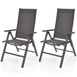 Tangkula Patio Dining Chairs, No Assembly Needs, Portable Folding Patio Chairs with 7-Position Adjustable Backrest and Aluminium Frame