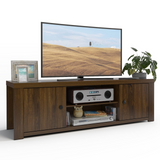 Tangkula Wooden TV Stand for 65-Inch TV, Classic Style TV Console Cabinet w/ 2 Cable Management Holes(Brown)
