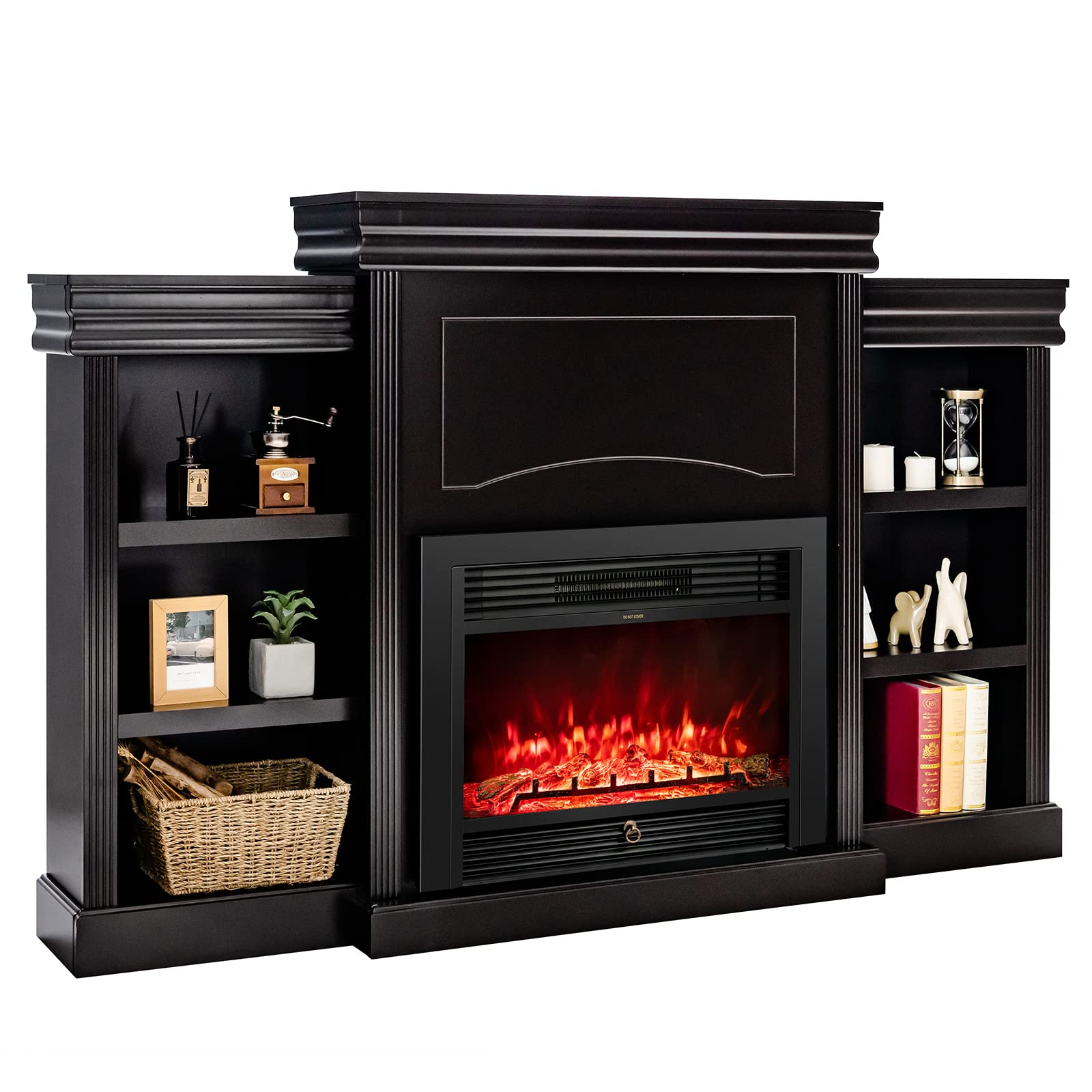  70 Inches Mantel Fireplace, 28.5-Inch Electric Fireplace - Tangkula