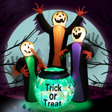 Tangkula 8 FT Inflatable Halloween Witches Holding Cauldron, Quick Blow up Halloween Sorceresses