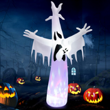 Tangkula 8 FT Halloween Inflatable Ghost, Blow-up Yard Halloween Decorations with Built-in LED Lights & Magic Rotating Lamp