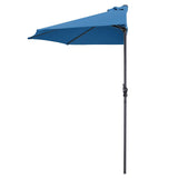 9 ft Half Round Outdoor Patio Umbrella, Market Umbrella with Crank and 5 ribs