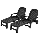 Outdoor Chaise Lounge Chair, 5-Position Adjustable Recliner with Storage Box and Flexible Wheels