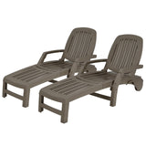 Outdoor Chaise Lounge Chair, 5-Position Adjustable Recliner with Storage Box and Flexible Wheels